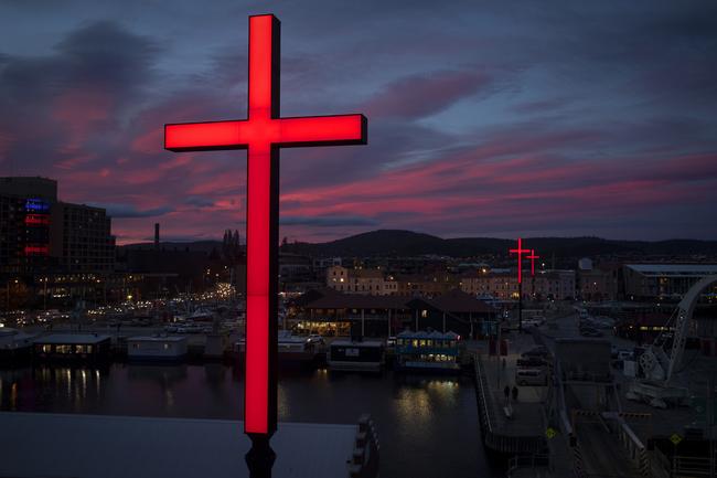 The red crosses returned to the Hobart waterfront. Picture: DARKLAB MEDIA
