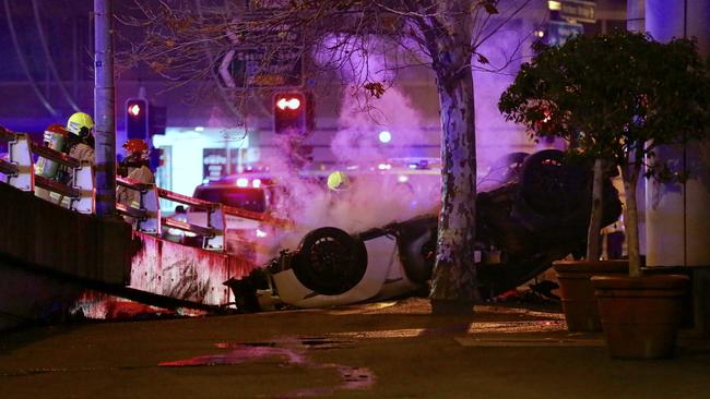 The horrific scene in Pier Street last night. Picture: Steve Tyson