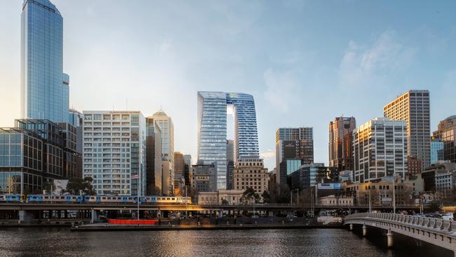 How the proposed “Pantscraper” would look from Southbank. Picture: Supplied