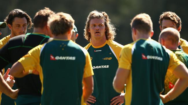 Nick Cummins participates in an Australian Sevens training session at the Sydney Academy of Sport.