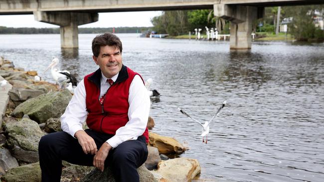 Wyong Mayor Doug Eaton on the site of the proposed boardwalk in Budgewoi.