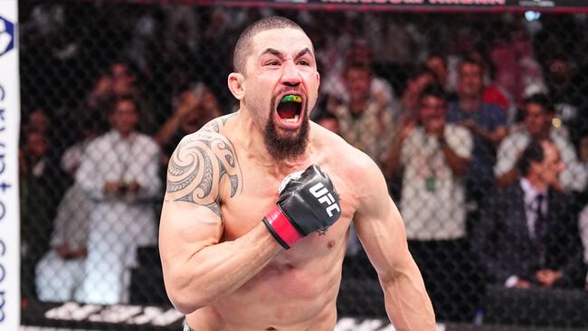 RIYADH, SAUDI ARABIA - JUNE 22: Robert Whittaker of New Zealand reacts after his victory against Ikram Aliskerov of Russia in a middleweight fight during the UFC Fight Night event at Kingdom Arena on June 22, 2024 in Riyadh, Saudi Arabia. (Photo by Chris Unger/Zuffa LLC via Getty Images)