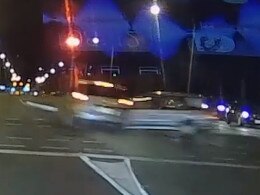 A dashcam has captured the shocking moment a car ran a red light at the intersection of Montague and McIntyre roads, Modbury North. Picture: Dashcams Adelaide 2.0