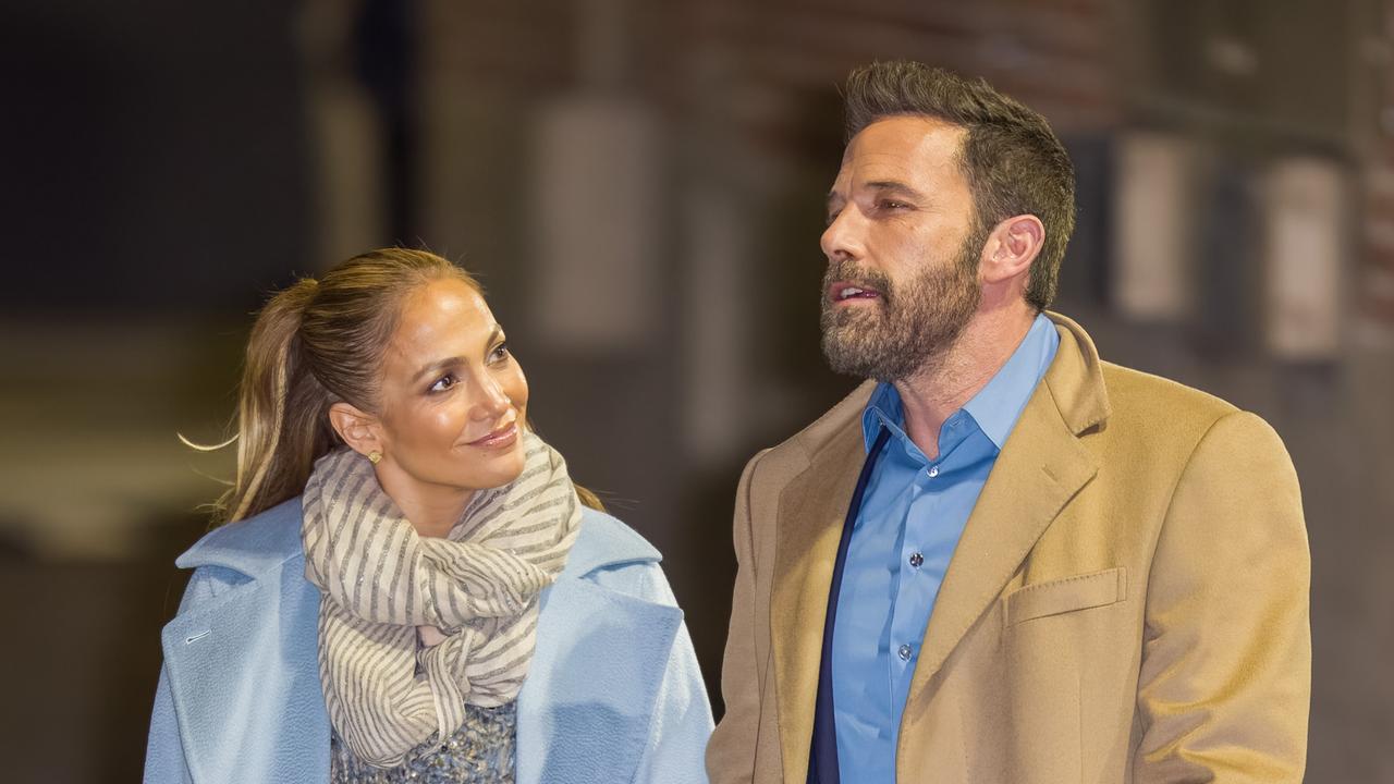 Jennifer Lopez and Ben Affleck are seen at "Jimmy Kimmel Live" on December 15, 2021 in Los Angeles, California. (Photo by RB/Bauer-Griffin/GC Images)