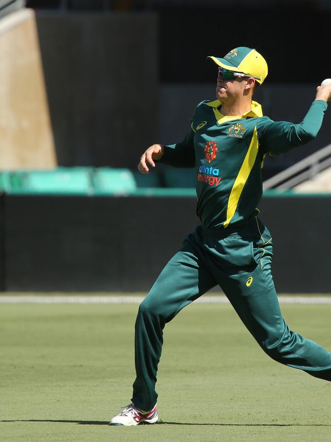 Cricket, Australia XI team playing England Lions in a one-day match at Metricon Stadium. Gold Coaster Matt Kuhnemann. Pic Mike Batterham