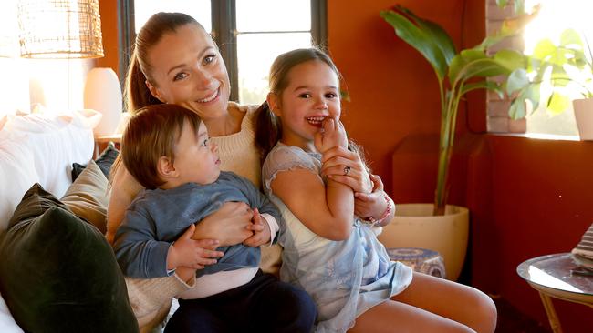 Alexandra Parker with her son Jack and daughter Lily. Picture: Toby Zerna