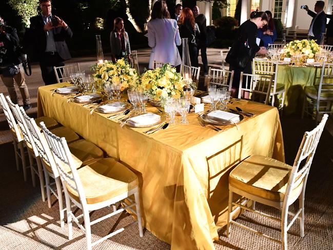 A preview of the tables and settings for the State Dinner. Picture: Mick Tsikas