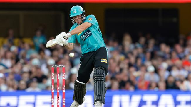 Josh Brown of the Heat bats during the Men's Big Bash League match between the Brisbane Heat and the Sydney Sixers at The Gabba, on January 1, 2023, in Brisbane. Picture: Russell Freeman/Getty Images.