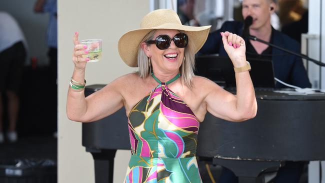 A Moama Bowling Club Echuca Cup racegoer enjoying the musical entertainment. Picture: David Smith