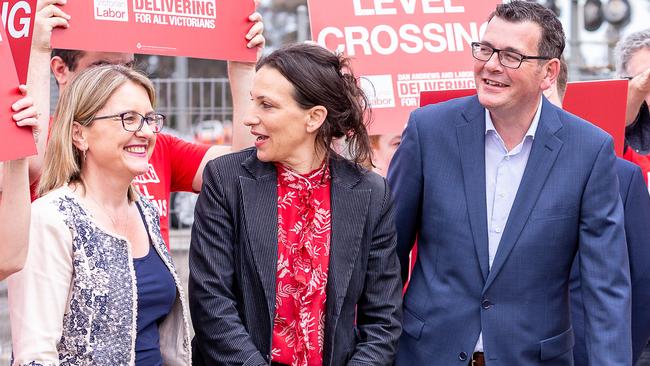 Labor MP Jordan Crugnale (centre) has 1467 licenced hunters in her seat of Bass, which she holds on a margin of 102 votes, while Transport Minister Jacinta Allan (left) has 1429 hunters and Premier Daniel Andrews 590.