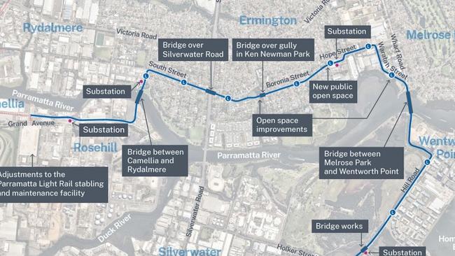 A map of the proposed light rail extension.