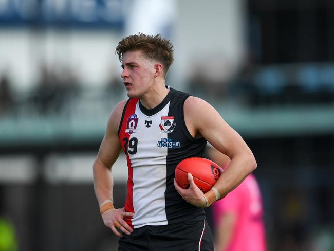 Matthew Waters snagged two goals for Morningside in the 2024 QAFL grand final. Picture: Highflyer Images.