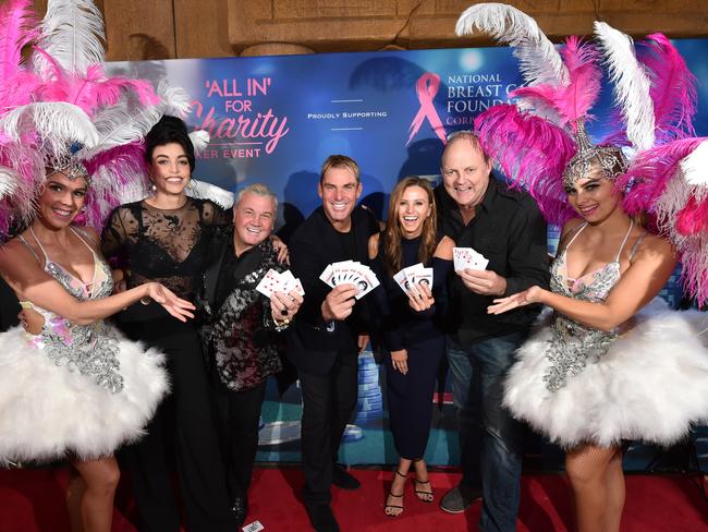 Elissa Friday, Darryn Lyons, Shane Warne, Brit Davis, Billy Brownless at the All In For Charity poker event.
