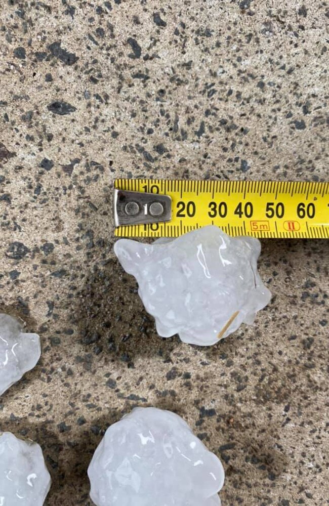 Large hailstones fell in Acacia Ridge. Photo: Nick Hertzwig