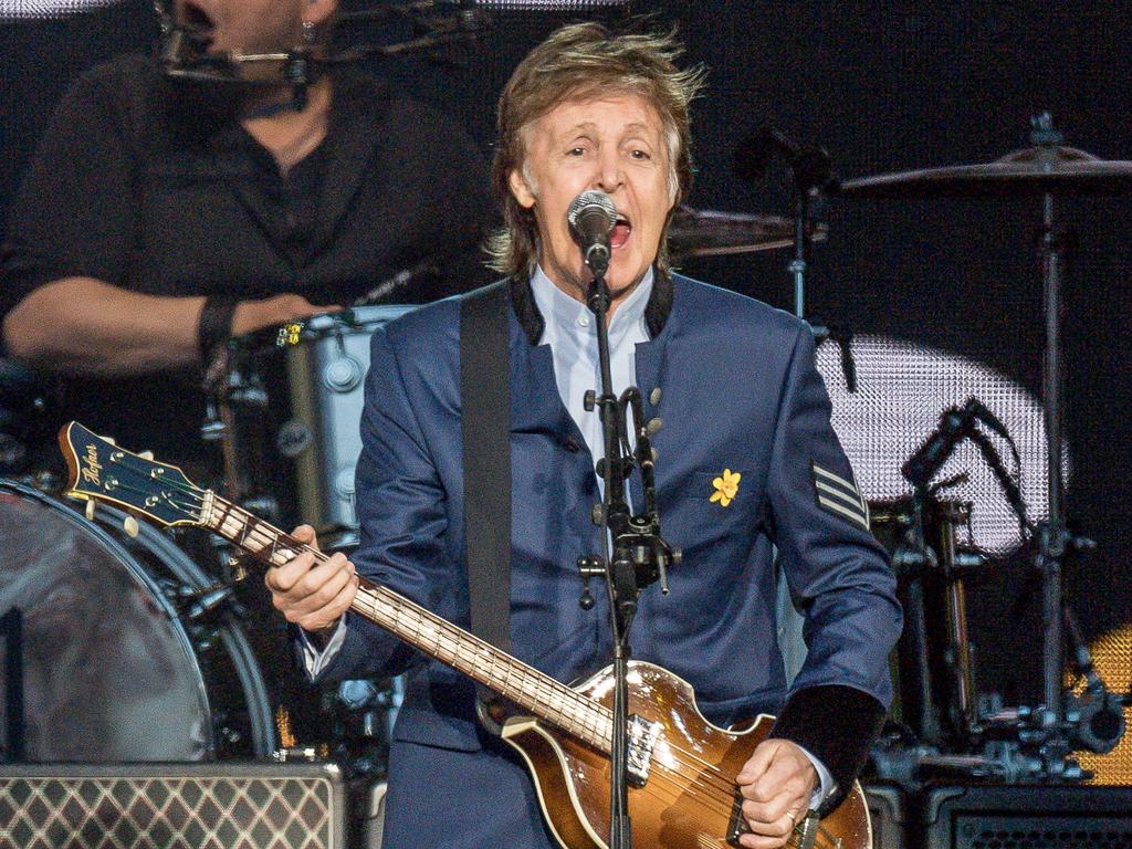 Paul McCartney performing in Australia at AAMI Park in Melbourne. Picture: Jake Nowakowski