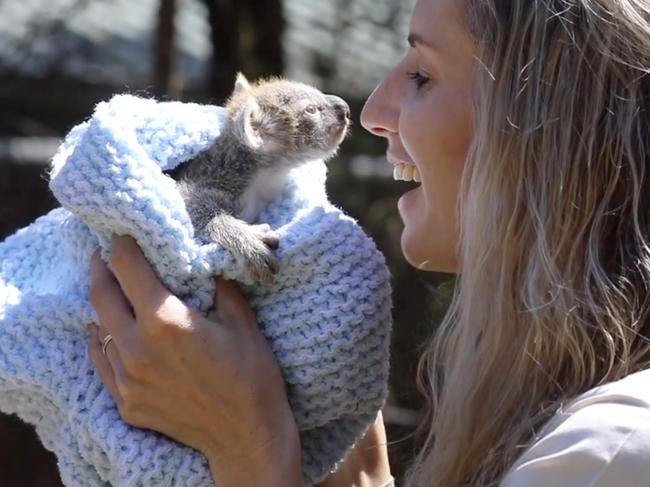 Hayley Shute is caring for Elsa while her mum gets better. Picture: Australian Reptile Park