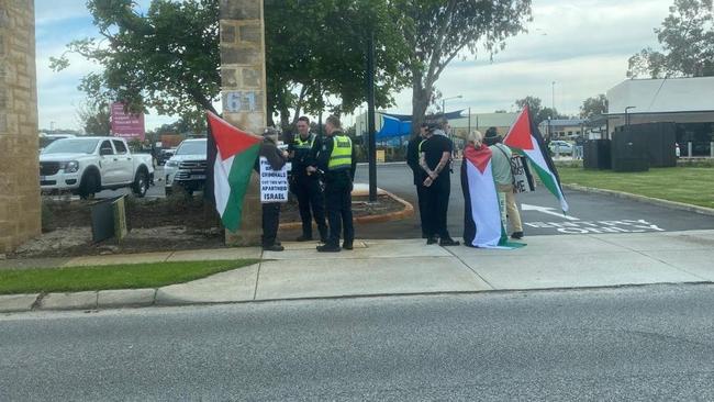 Pro-Palestine protestors have staged a rally outside Perth’s only Jewish school. Picture: X