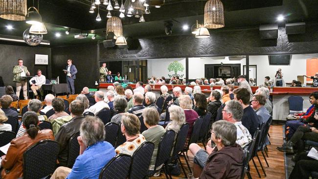 Greens candidate for Toowoomba North Thom Roker speaks at the Darling Downs Environment Council's energy forum at the Irish Club Hotel on Tuesday.