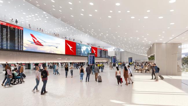 Render of new Perth Airport terminal after a commercial agreement was reached with Qantas.