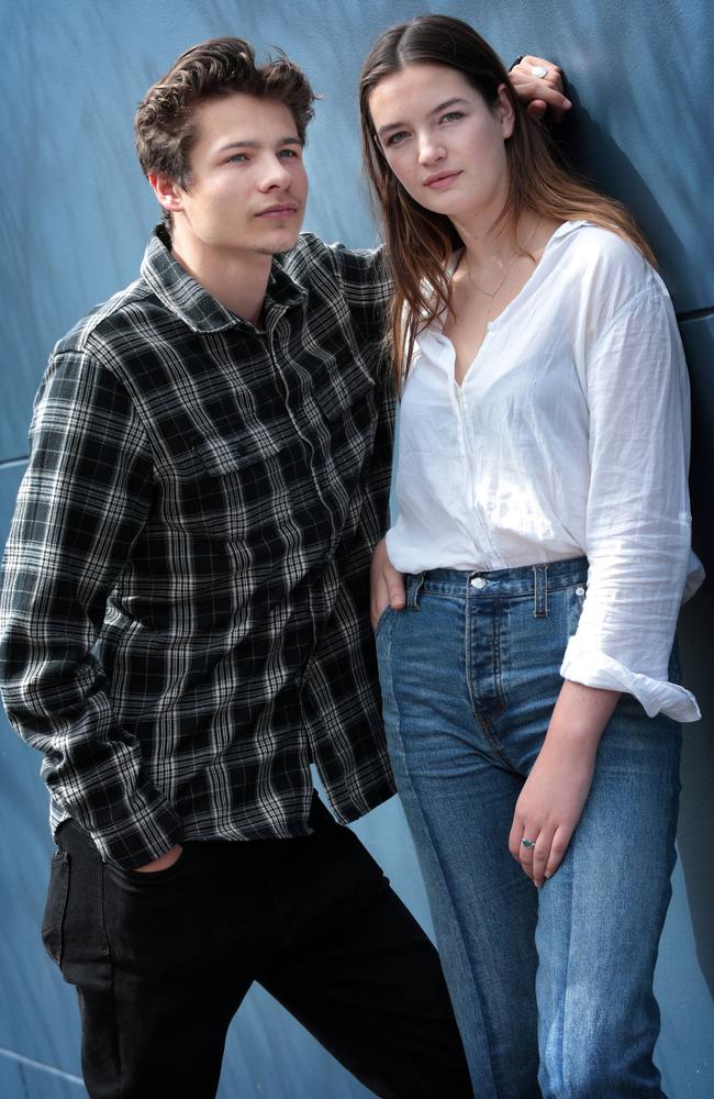 Actors Toby Wallace and Mitzi Ruhlmann who play major roles in the new Aussie fantasy drama film Boys in the Trees. Picture: John Fotiadis