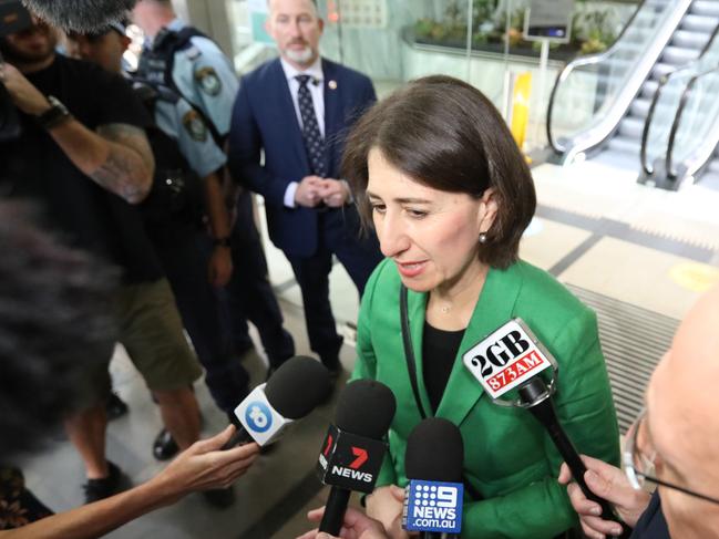 Former NSW Premier Gladys Berejiklian was surrounded by media as she arrived for her appearances at the ICAC hearings. Picture: NCA NewsWire / Damian Shaw