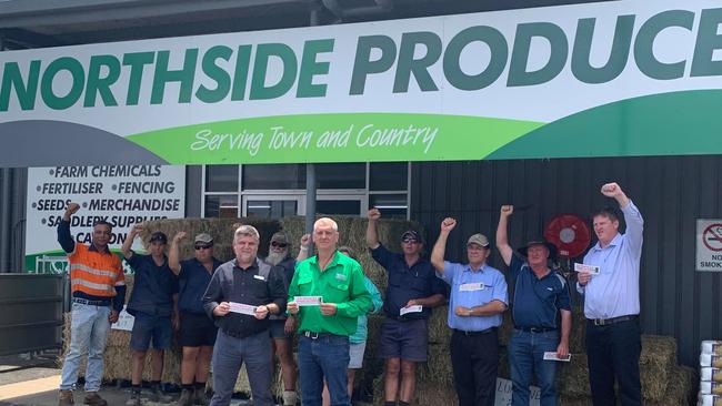 Bundaberg and District Chamber of Commerce president Tim Sayre and Northside Produce's Brian Gordon and members of the farming community protesting against a rates rise earlier this week.