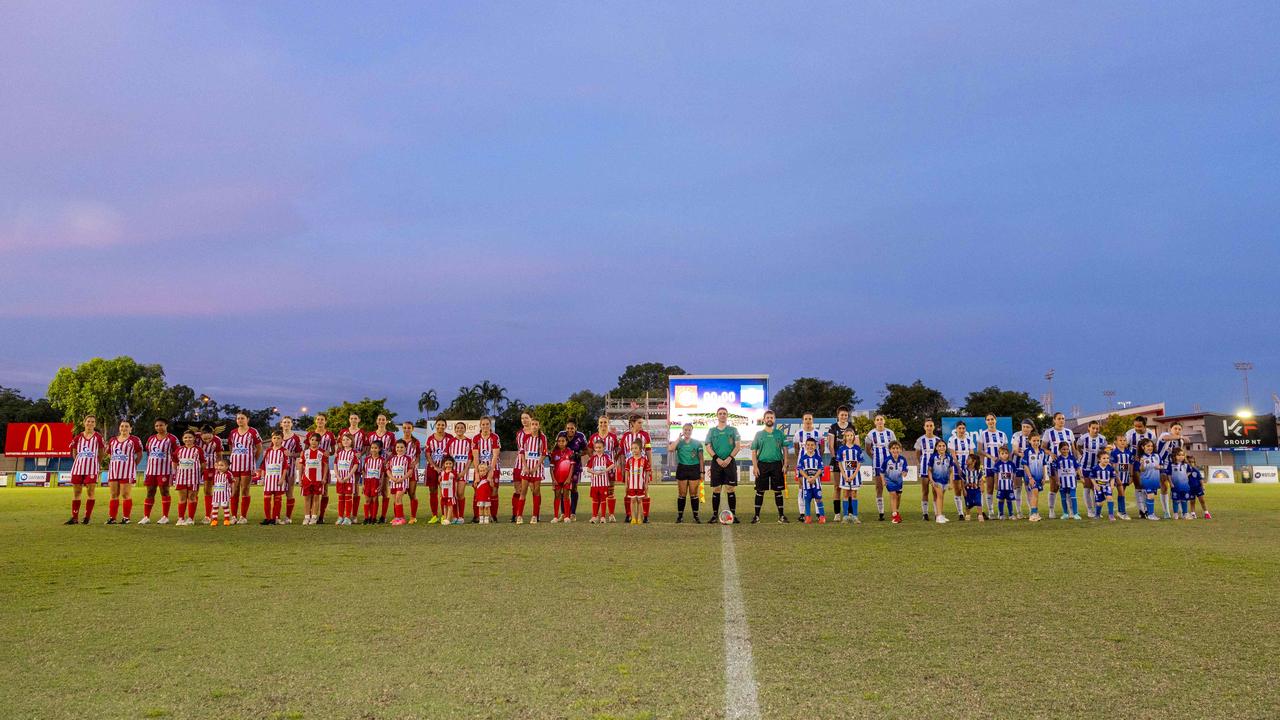 Action shots from the fifth annual GleNTi Cup between Hellenic AC and Darwin Olympic SC, June 3, 2025. Picture: Pema Tamang Pakhrin