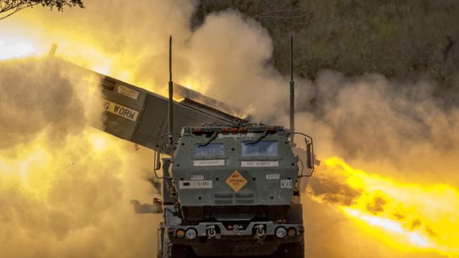 A High Mobility Artillery Rocket System (HIMARS) during a live fire exercise. Picture: Getty