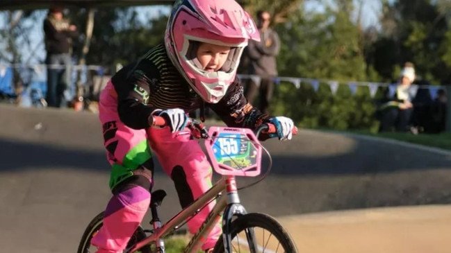 Isabelle Evans is 8 years old and races in the sport of BMX. Picture: Supplied