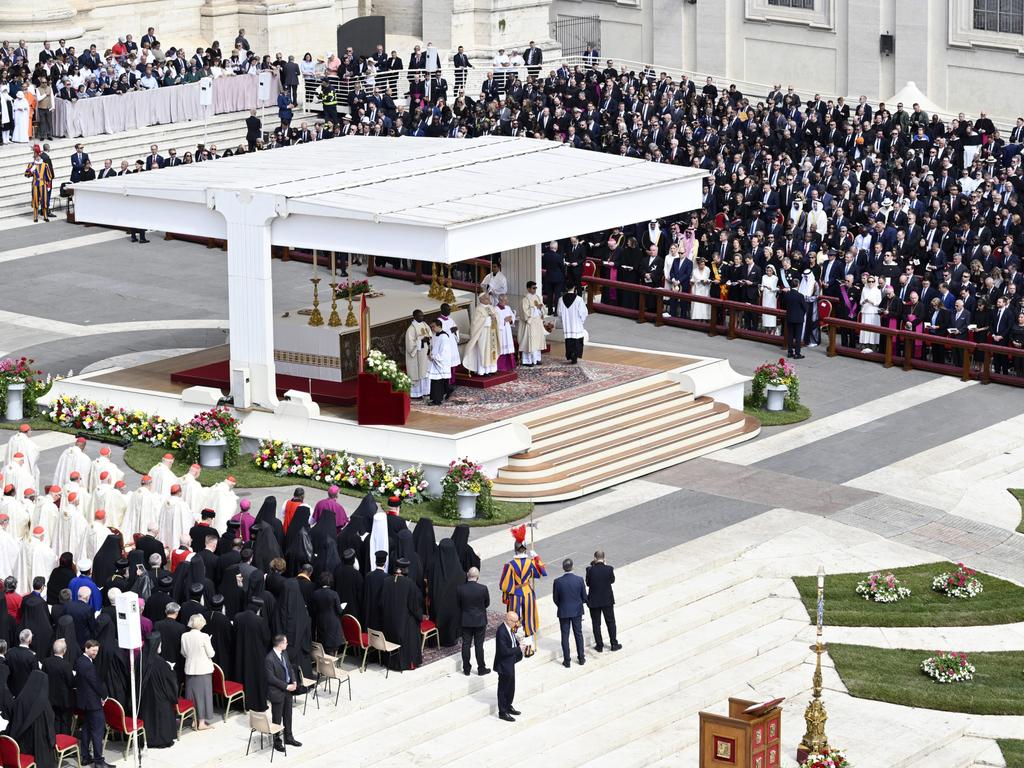 Pope Leo XIV takes the Inauguration Mass in St Peter's Square on May 18, 2025 in Vatican City. Picture: Getty