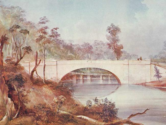 A painting of historic Landsdowne Bridge in 1836 by Conrad Martens. Picture: Transport for NSW