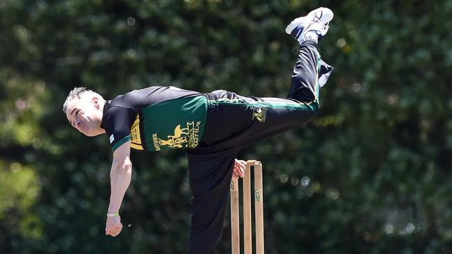 VSDCA North/East 1st XI Cricket: Box Hill versus Bayswater at Box Hill City Oval. Bowler Tim Emmett.Picture: Steve Tanner