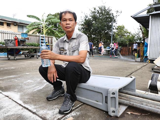 Quang Phan at his home in Oxley, where local came to help. Picture: Tara Croser