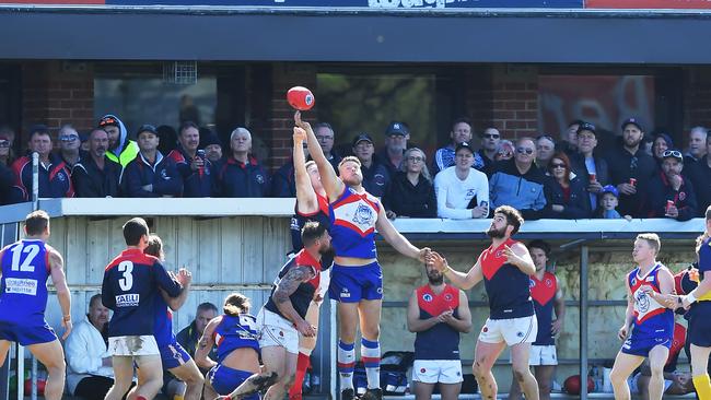 Spectators watch the NFL Division 2 Grand Final between North Heidelberg and Diamond Creek. Picture: Andy Brownbill.