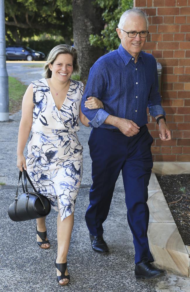 Malcolm Turnbull and his daughter Daisy arriving at the Wentworth FEC Community Christmas Party at Club Rose Bay this week. Picture: Dylan Robinson