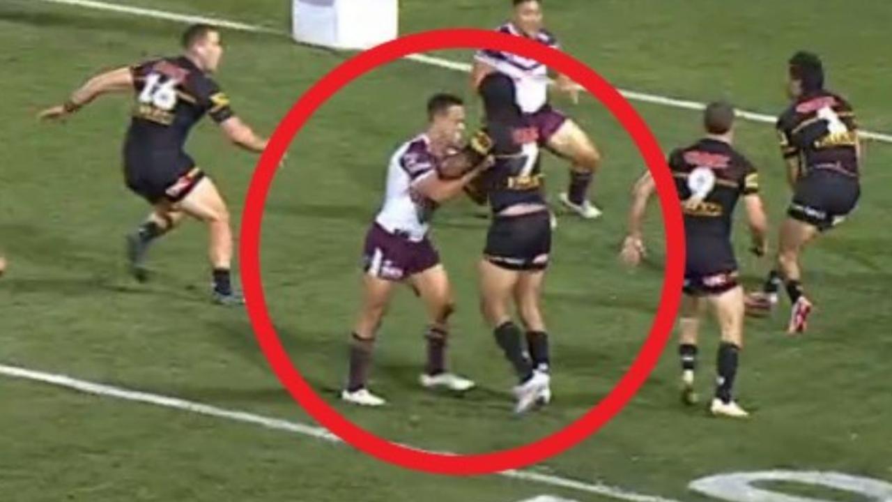 Luke Brooks was fired up enough to leave a hole in the defensive line. Photo: Fox Sports