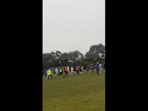 Video captures wild soccer brawl