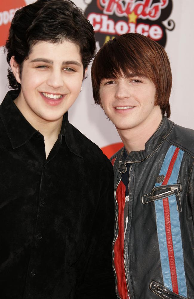 Josh Peck and Drake Bell pictured together in 2005. Their series, Drake &amp; Josh, came to an end in 2007. Picture: Jeffrey Mayer/WireImage.