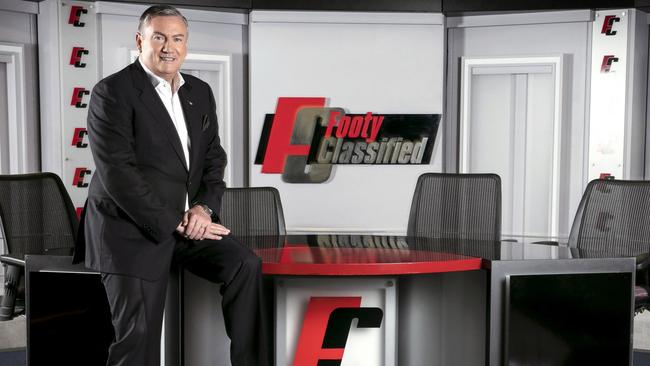 He’s one of the busiest men in football, and now Eddie McGuire has taken over hosting duties on Nine’s Footy Classified.