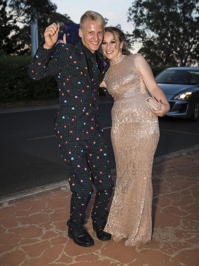 Corrin Nugteren and Rose Burke at Centenary Heights State High School formal at Picnic Point, Friday, November 20, 2020. Picture: Kevin Farmer