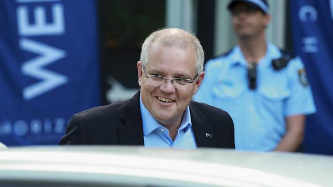 Re-elected Prime Minister Scott Morrison arriving at Horizon Pentecostal Church, Sutherland. Picture: Justin Lloyd.