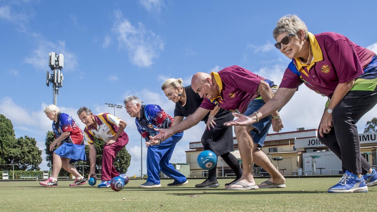 Enjoying a roll are (from left) Heather Brownie, Phil Schultz, Mike Tracey, Club Toowoomba general manager Kelly Cassidy, Geoff Fritz and Gina Hawker. Picture: Nev Madsen.