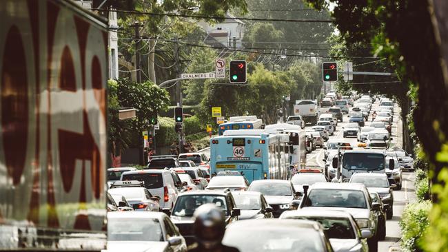 Traffic along Cleveland Street in Sydney last week. Picture: Michael Bilbe-Taylor