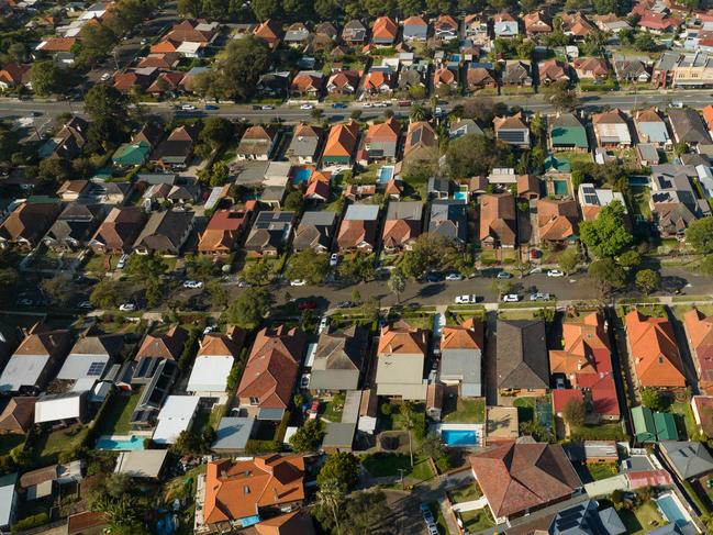 SYDNEY, AUSTRALIA - NewsWire Photos SEPTEMBER 14 2023. Generic housing & real estate house generics. Pic shows aerial view of suburban rooftops in Summer Hill, taken by drone. Picture: NCA NewsWire / Max Mason-Hubers