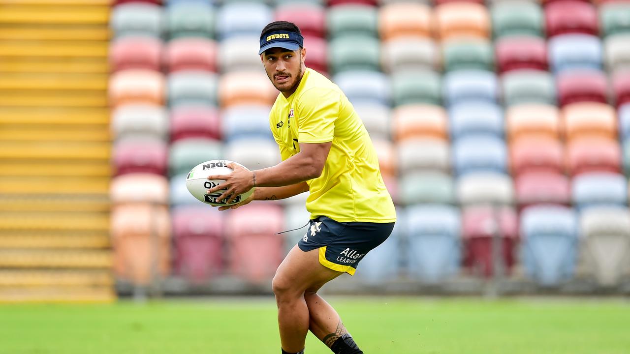 Valentine Holmes in action in training with the North Queensland Cowboys