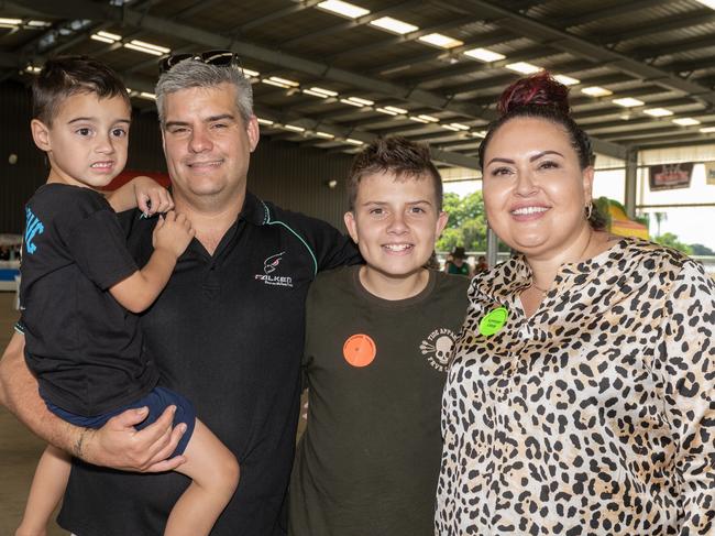 River, Stuart, Rory and Shontell Falconer at the Special Children's Christmas Party in Mackay on Saturday, November 19, 2022. Picture: Michaela Harlow