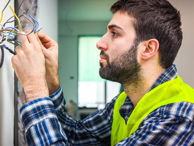 Electrician connecting wires