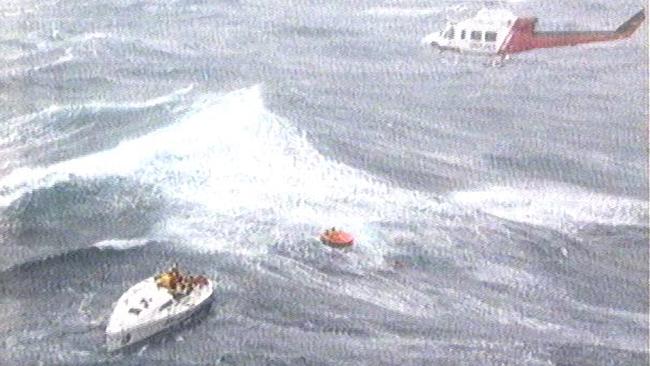 The stricken yacht Stand Aside during the 1998 Sydney to Hobart race. 