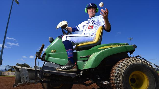 Adelaide Giants’ US import Gunnar Kines has worked a range of sports-related jobs before embarking on a professional baseball career. Picture: Naomi Jellicoe