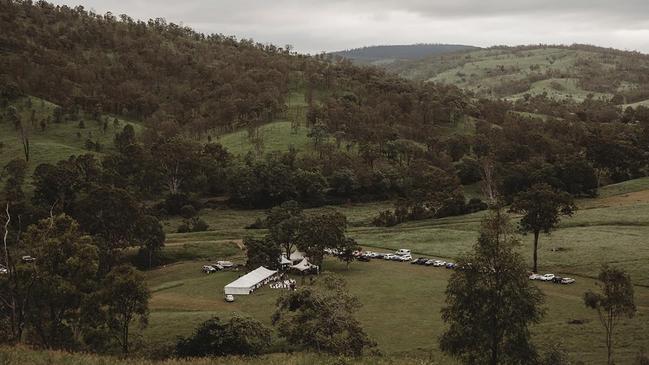 Adam and Rupert's wedding destination, nestled within the hills on their stunning property near Moore. Photo: Tessa Cox Photography.